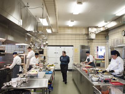 KG20180305_culinary0019 Students in the Gallatin College Culinary program prepare food in their kitchen at Montana State University in Bozeman, Mont. MSU photo by Kelly Gorham